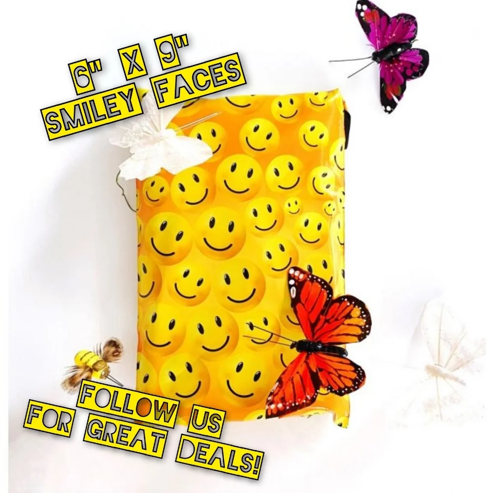 50 Poly Mailers 6x9 Smiley Faces